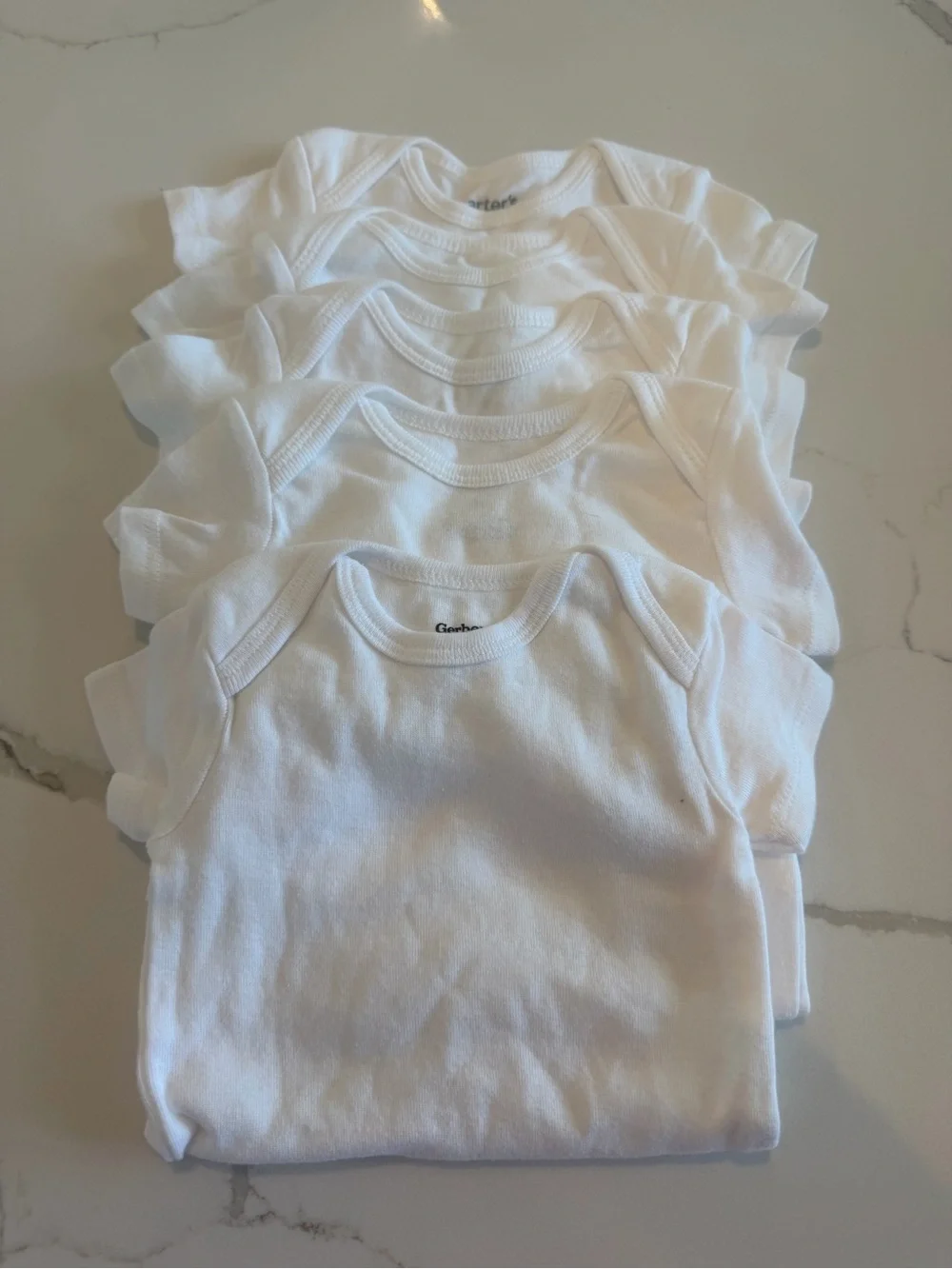 NWOT White Baby Short-Sleeve Onesies - 5-Pack; 3 month